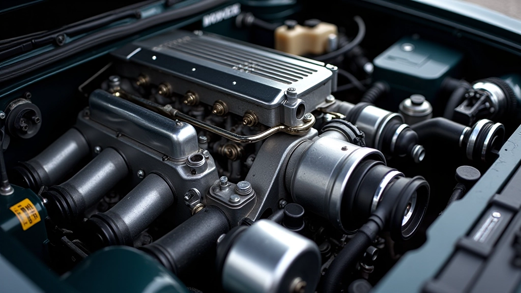 Japonų sportinio automobilio variklis, natūralaus oro įsiurbimo V6, metalinės dalys, techninė detalė