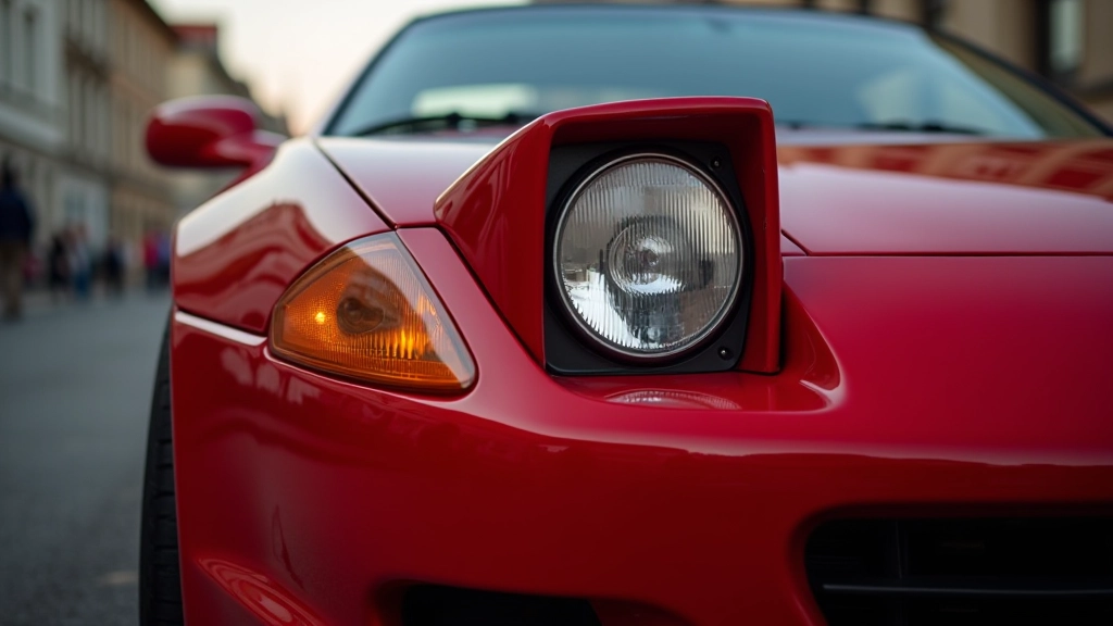 Sportinio automobilio priekinis žibintas, agresyvus dizainas, LED detalė